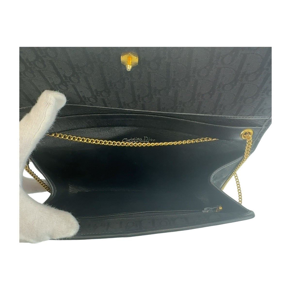 12970
Dior ディオール ヴィンテージ トロッター ブラック 黒 ゴールド金具 キャンバス ショルダーバッグ クラッチバッグ  レディース