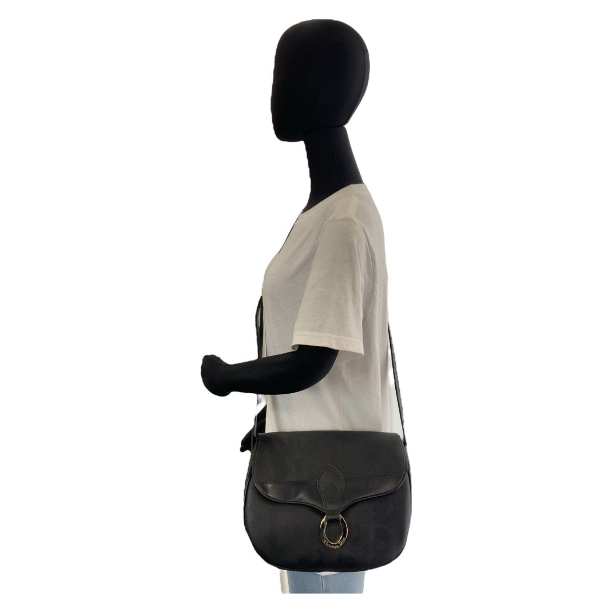 11932
Christian Dior クリスチャンディオール ヴィンテージ トロッター ブラック 黒 ゴールド金具 PVC / レザー 斜め掛け ショルダーバッグ メッセンジャーバッグ  レディース