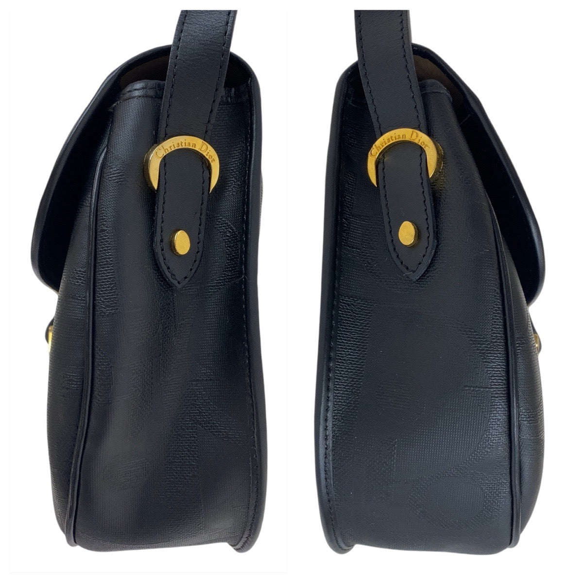 11932
Christian Dior クリスチャンディオール ヴィンテージ トロッター ブラック 黒 ゴールド金具 PVC / レザー 斜め掛け ショルダーバッグ メッセンジャーバッグ  レディース