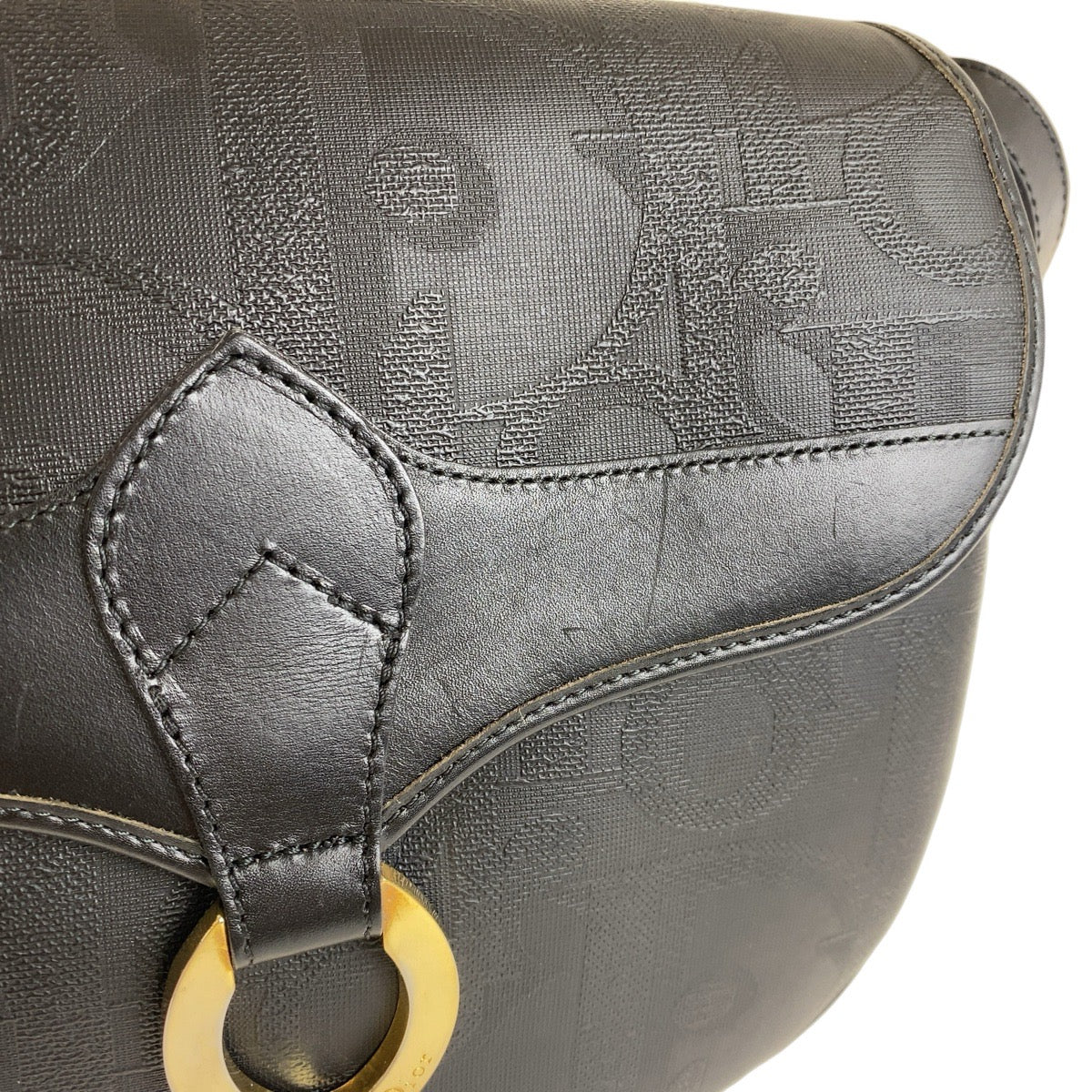 11932
Christian Dior クリスチャンディオール ヴィンテージ トロッター ブラック 黒 ゴールド金具 PVC / レザー 斜め掛け ショルダーバッグ メッセンジャーバッグ  レディース