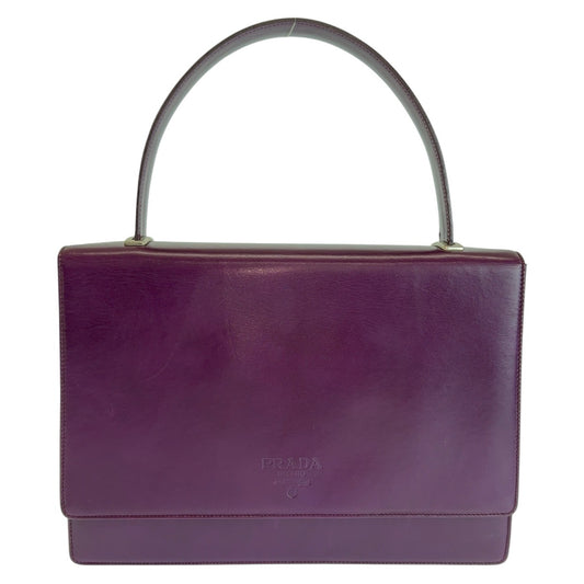 12971
 PRADA Prada Logo Embossed Purple Silver Hardware Leather Handbag for Women