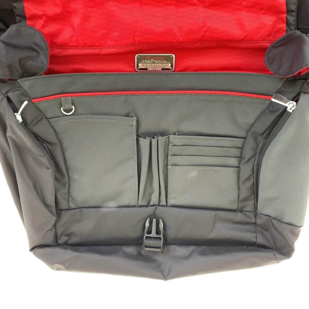 12972
TUMI トゥミ T-TECH ブラック レッド シルバー金具 キャンバス ショルダーバッグ メッセンジャーバッグ  メンズ