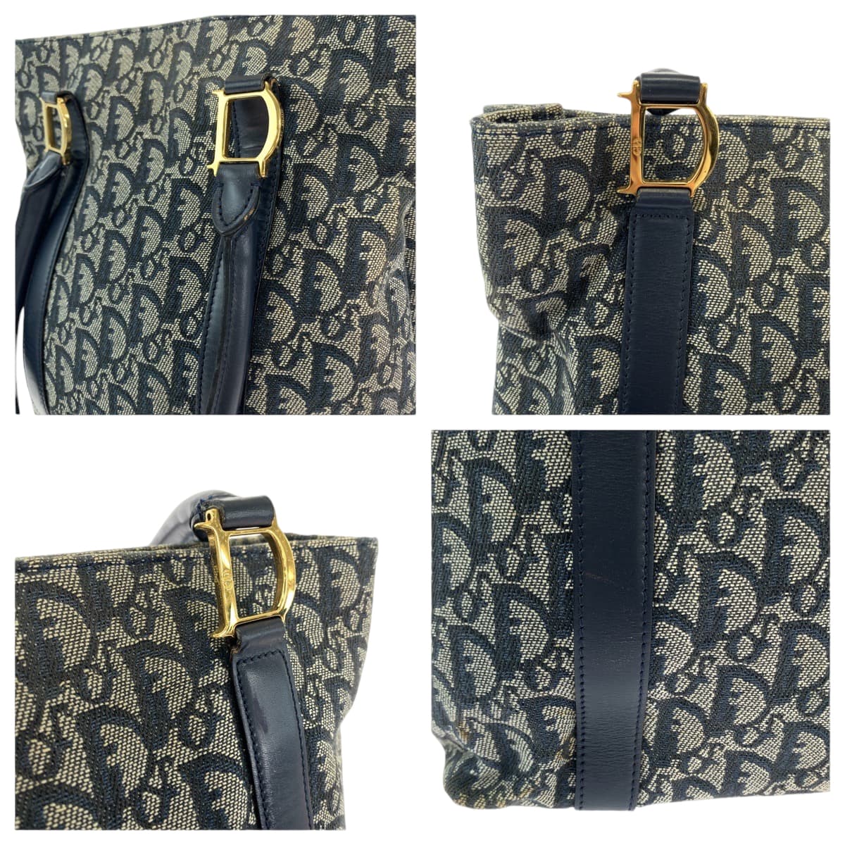 12973
Dior ディオール トロッター ネイビー ゴールド金具 キャンバス トートバッグ ショルダーバッグ ハンドバッグ  レディース