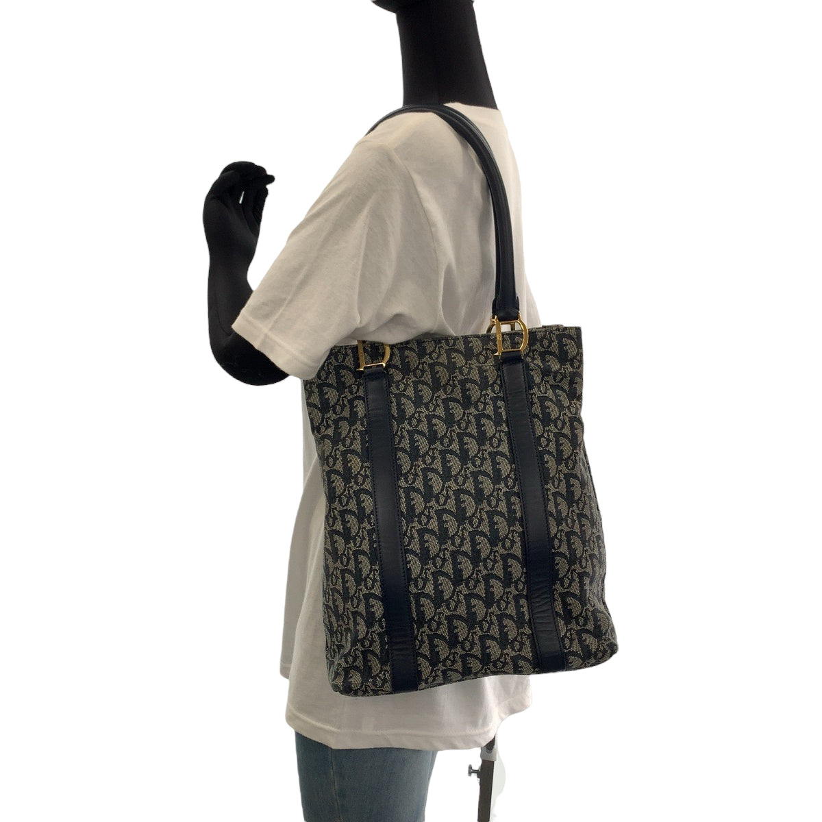 12973
Dior ディオール トロッター ネイビー ゴールド金具 キャンバス トートバッグ ショルダーバッグ ハンドバッグ  レディース