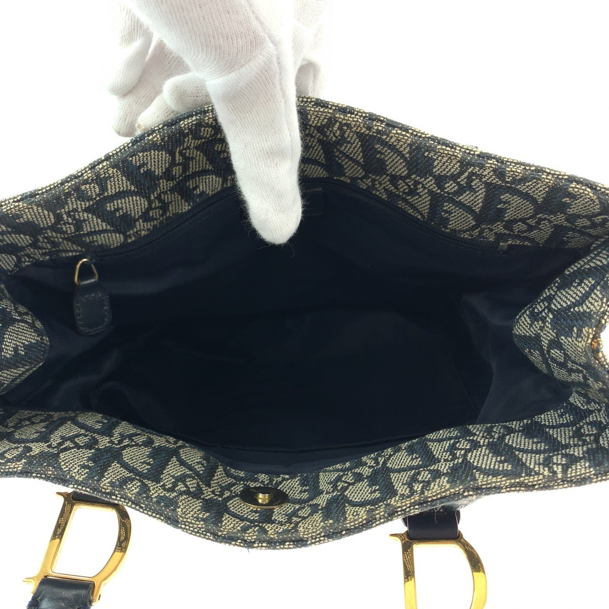 12973
Dior ディオール トロッター ネイビー ゴールド金具 キャンバス トートバッグ ショルダーバッグ ハンドバッグ  レディース