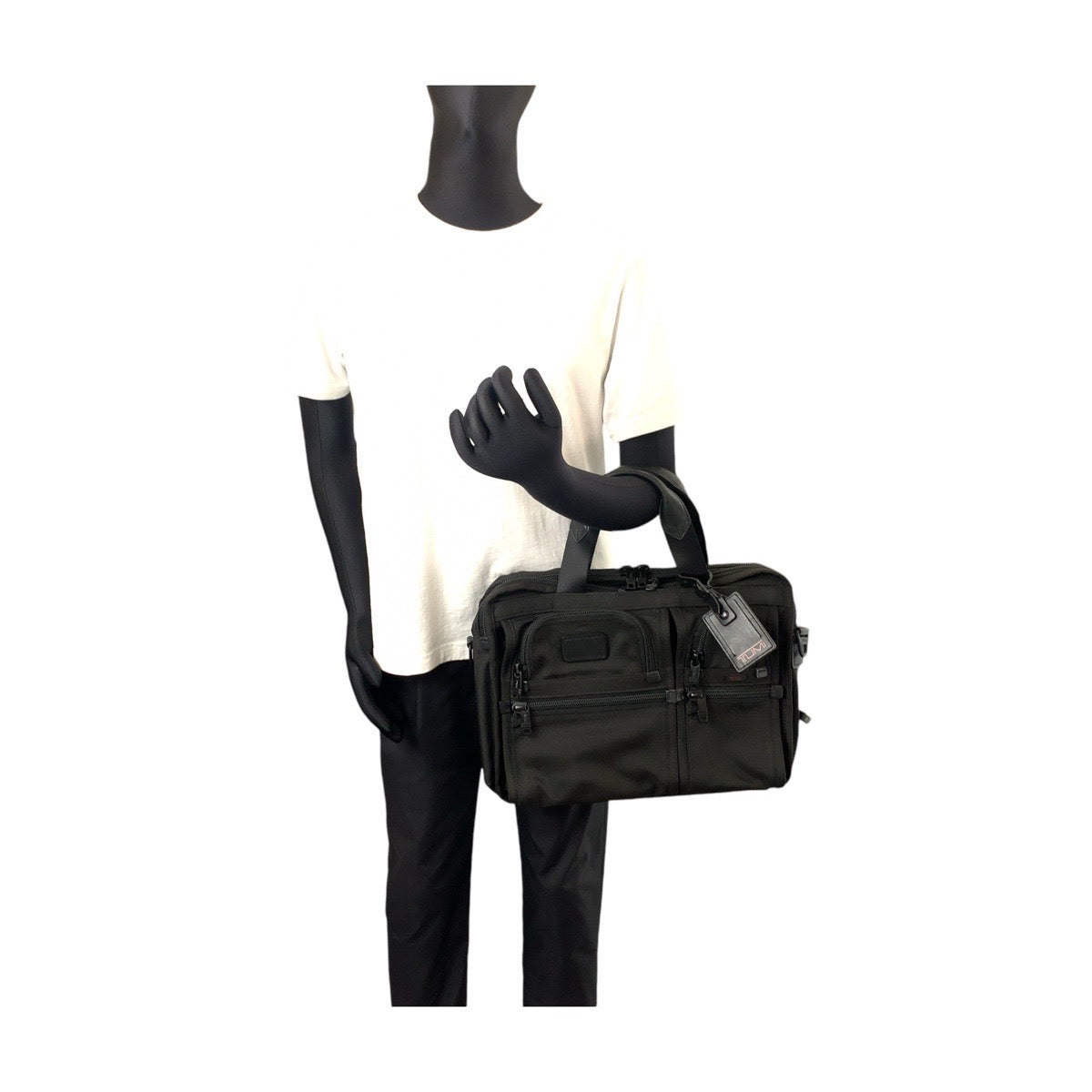 TUMI Alpha Expandable Organizer Computer Black Canvas 26141DH Briefcase Business Bag Carry-On Men's