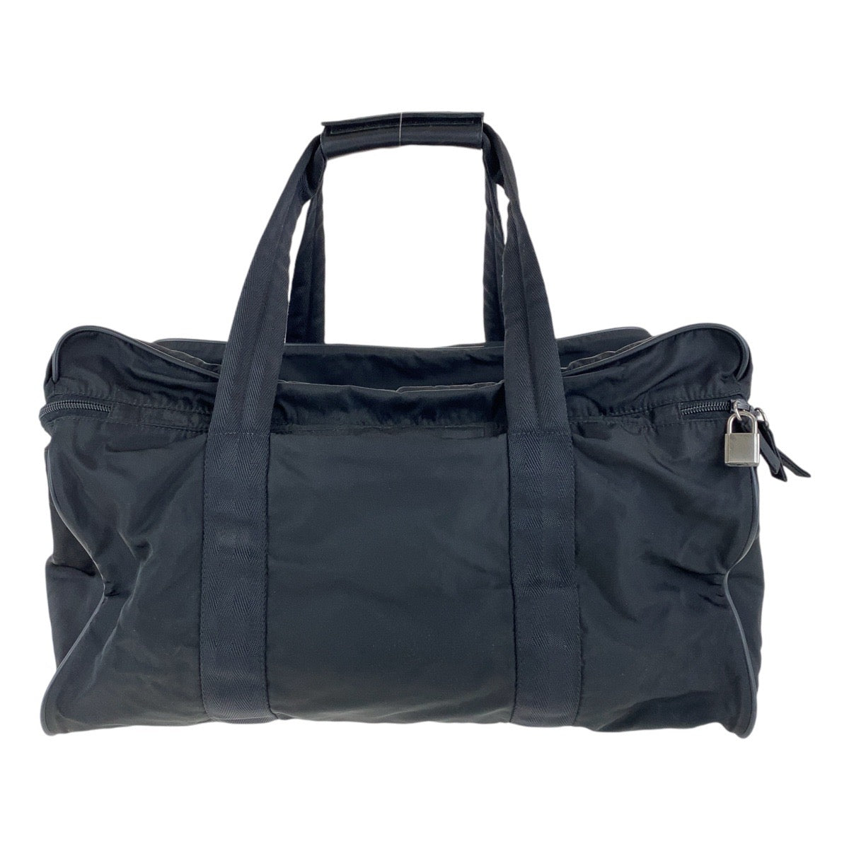 PRADA Tessuto Triangle Logo Plate Unisex Black Silver Hardware Nylon Boston Bag Shoulder Bag 2way Men's