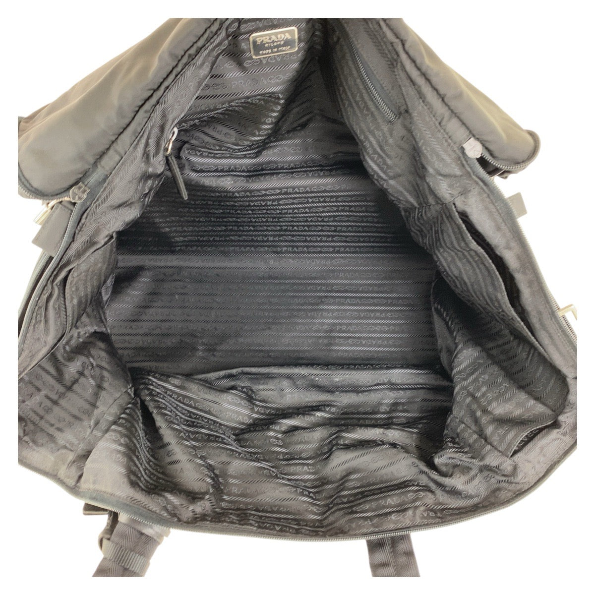 PRADA Tessuto Triangle Logo Plate Unisex Black Silver Hardware Nylon Boston Bag Shoulder Bag 2way Men's