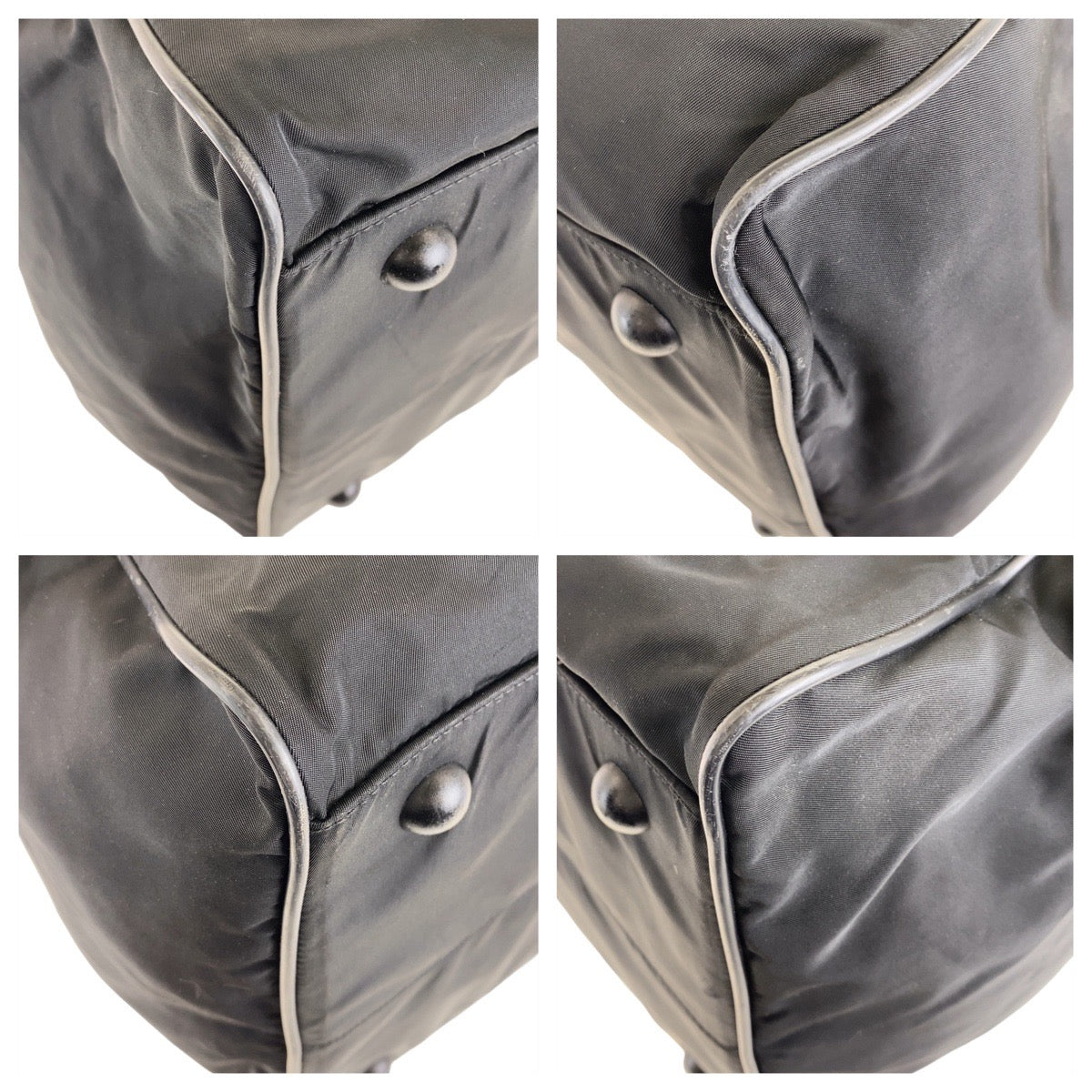 PRADA Tessuto Triangle Logo Plate Unisex Black Silver Hardware Nylon Boston Bag Shoulder Bag 2way Men's