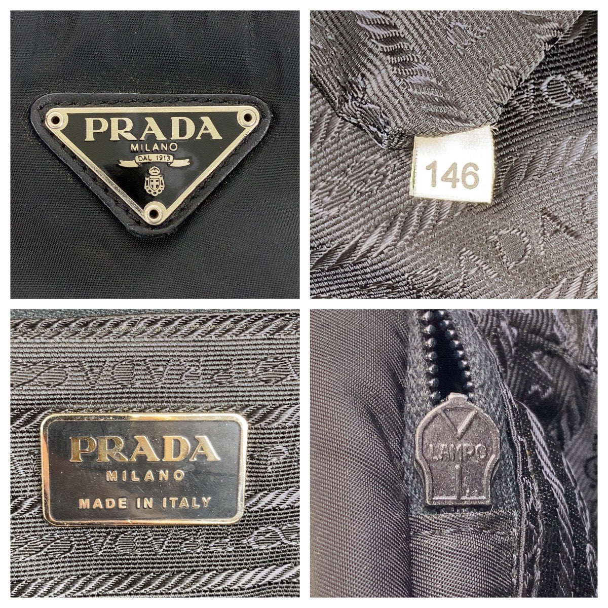 PRADA Tessuto Triangle Logo Plate Unisex Black Silver Hardware Nylon Boston Bag Shoulder Bag 2way Men's