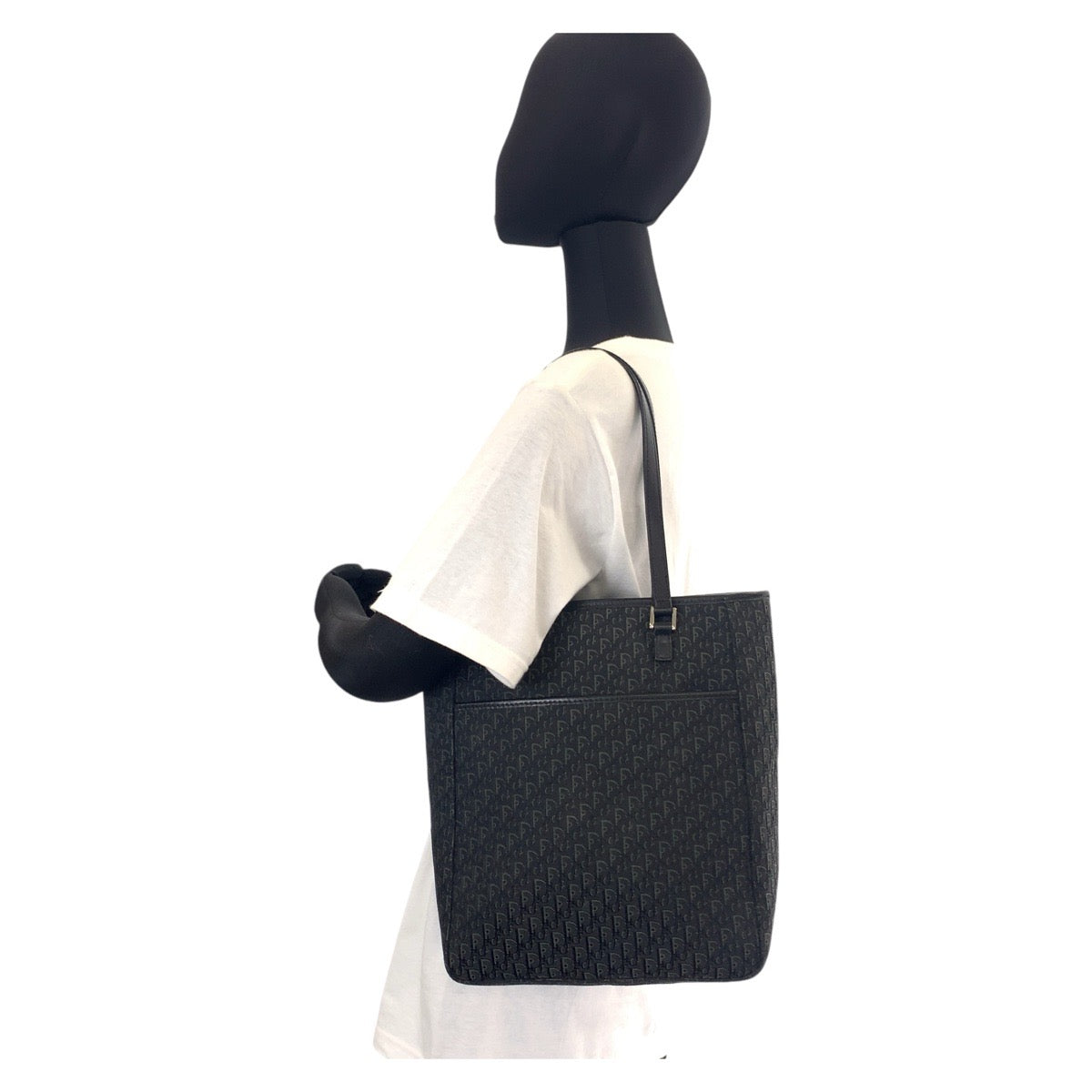 12974
Christian Dior クリスチャンディオール トロッター ブラック シルバー金具 キャンバス / レザー トートバッグ ショルダーバッグ  レディース