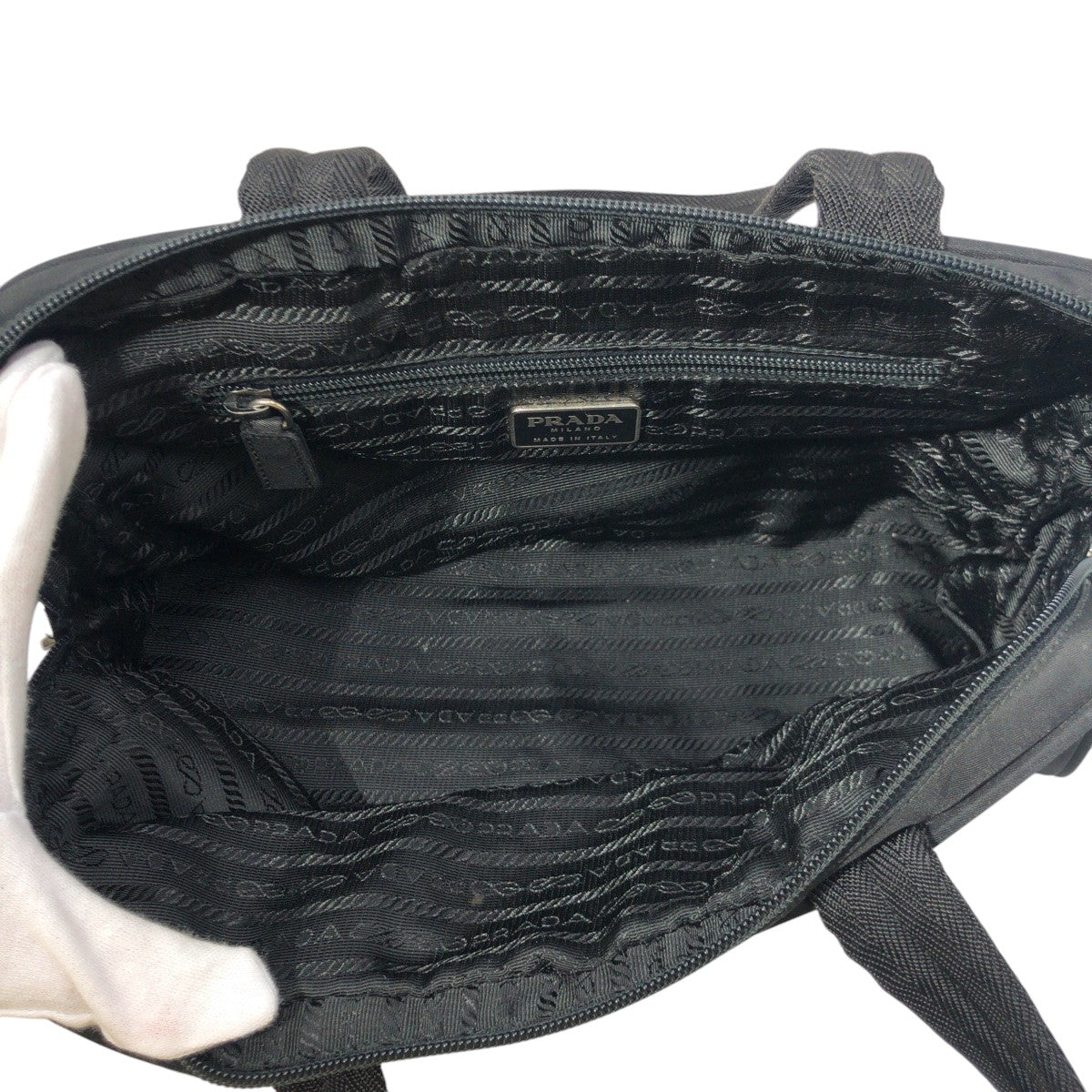 PRADA Prada Tessuto Triangle Logo Black Nylon Handbag Shoulder Bag Women's