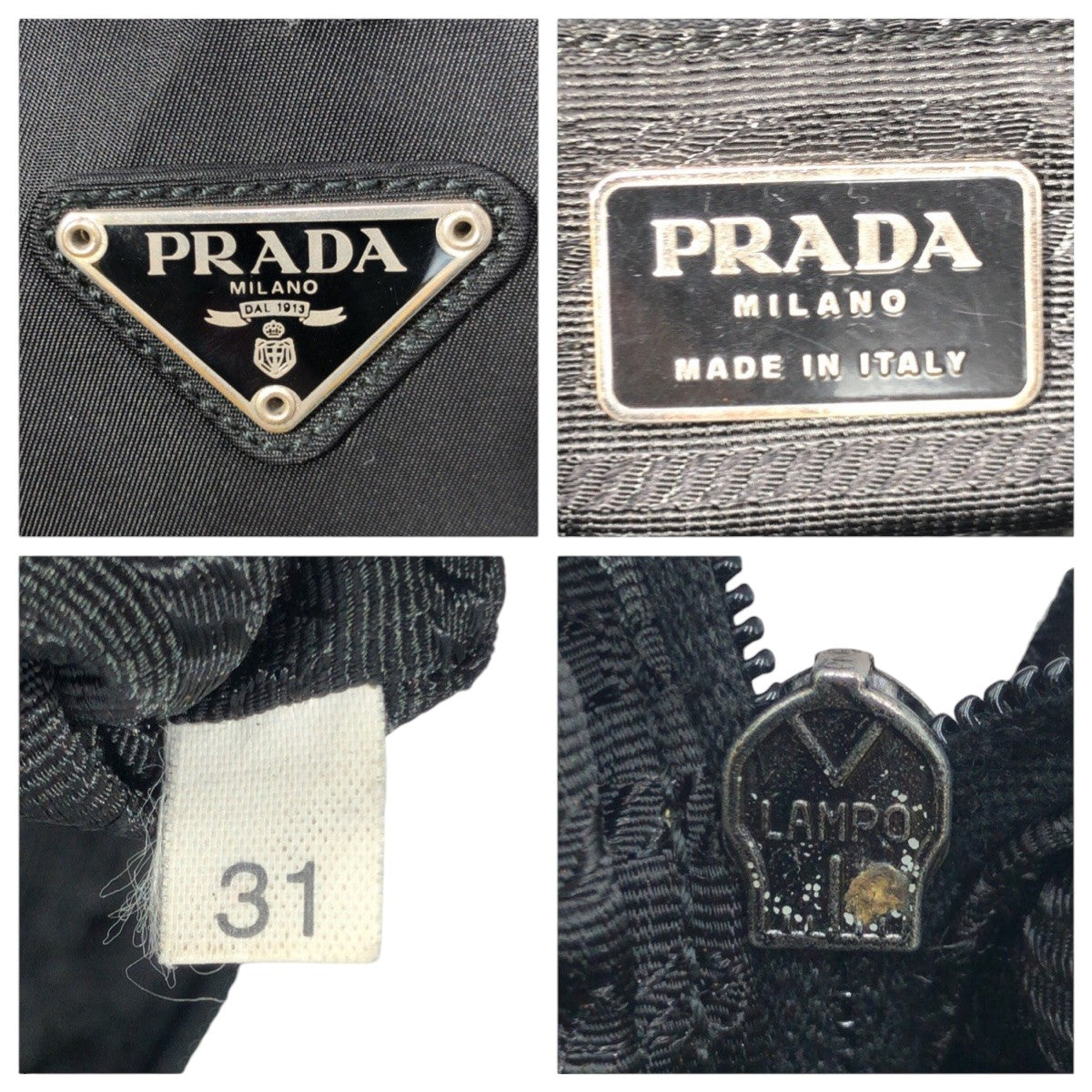 PRADA Prada Tessuto Triangle Logo Black Nylon Handbag Shoulder Bag Women's