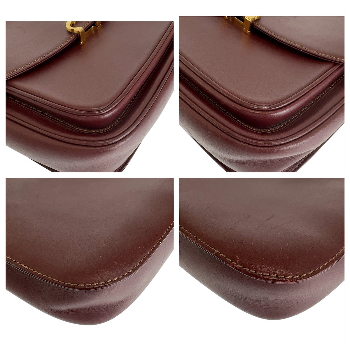 12977
CARTIER カルティエ マストライン ワインレッド ボルドー ゴールド金具 レザー 斜め掛け ショルダーバッグ ポシェット  レディース