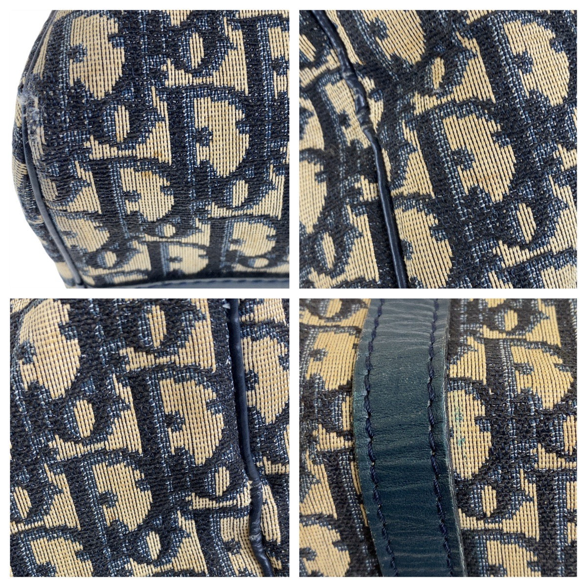 12978
Christian Dior クリスチャンディオール ヴィンテージ トロッター柄 ネイビー シルバー金具 キャンバス / レザー ハンドバッグ ボストンバッグ  レディース