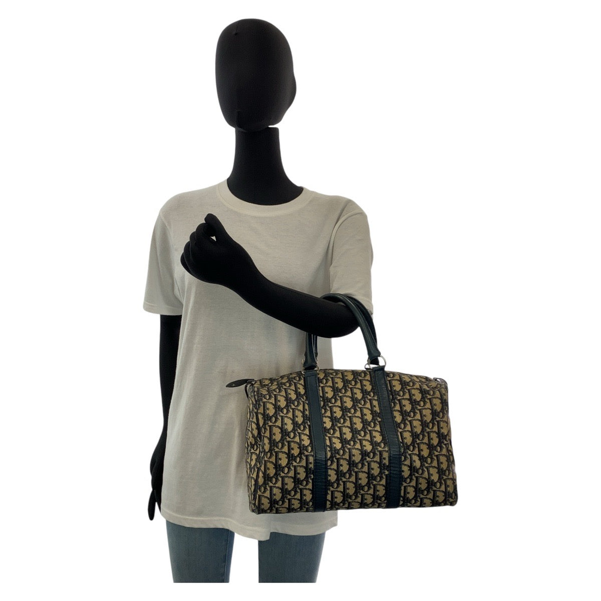 12978
Christian Dior クリスチャンディオール ヴィンテージ トロッター柄 ネイビー シルバー金具 キャンバス / レザー ハンドバッグ ボストンバッグ  レディース