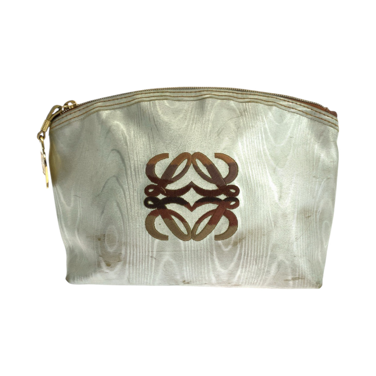 11925
LOEWE ロエベ ヴィンテージ アナグラム ホワイト ゴールド金具 ナイロン ポーチ 化粧ポーチ  レディース AB5