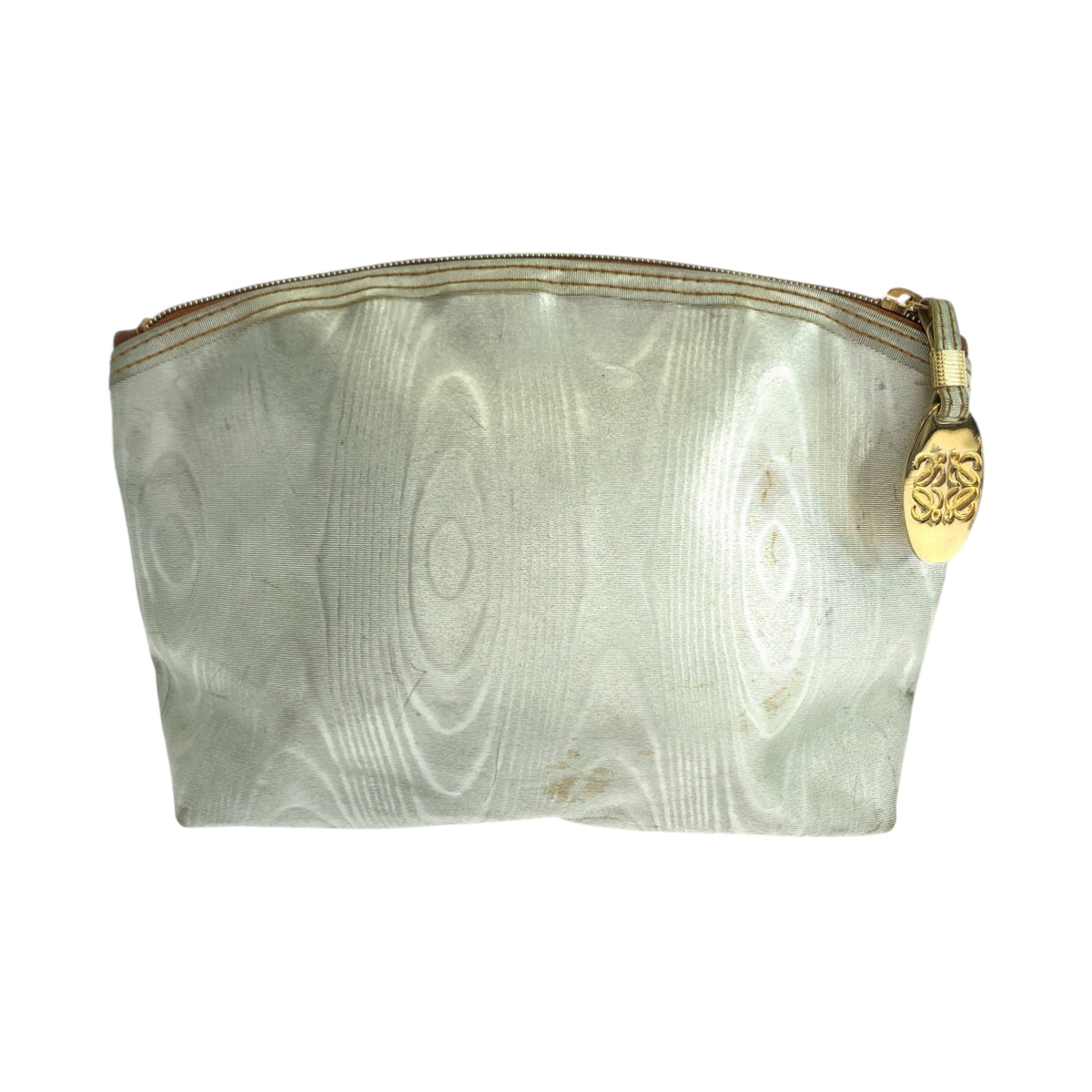 11925
 LOEWE Vintage Anagram White Gold Hardware Nylon Pouch Makeup Pouch for Women