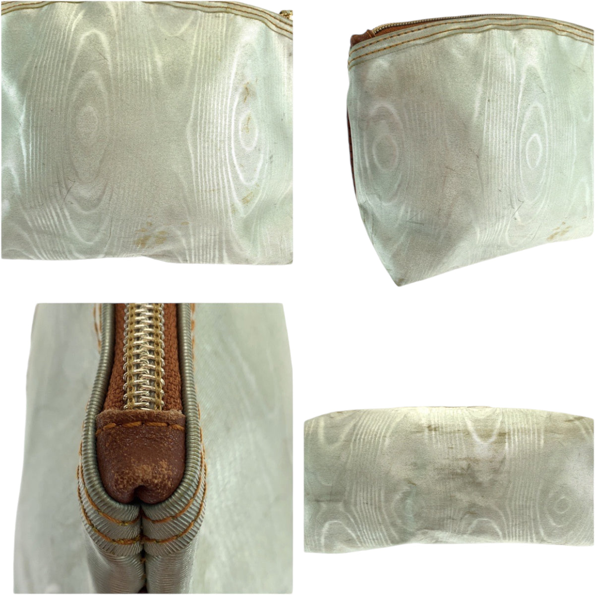 11925
LOEWE ロエベ ヴィンテージ アナグラム ホワイト ゴールド金具 ナイロン ポーチ 化粧ポーチ  レディース AB5