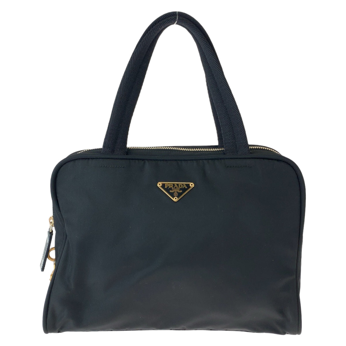 PRADA Prada Tessuto Triangle Logo Plate Black Gold Hardware Nylon Handbag Tote Bag Women's