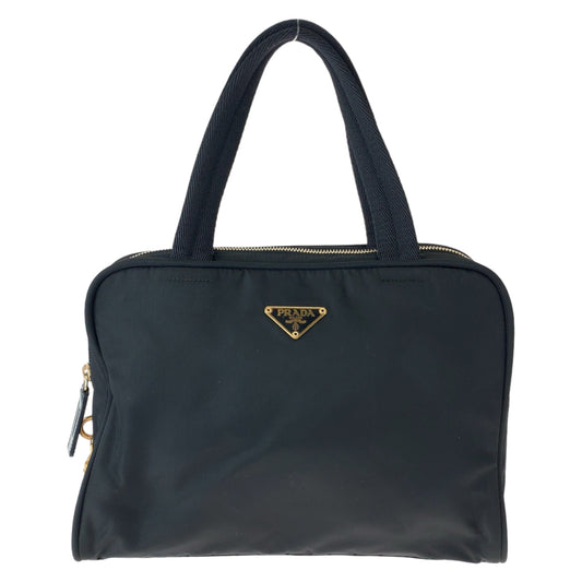 PRADA Prada Tessuto Triangle Logo Plate Black Gold Hardware Nylon Handbag Tote Bag Women's