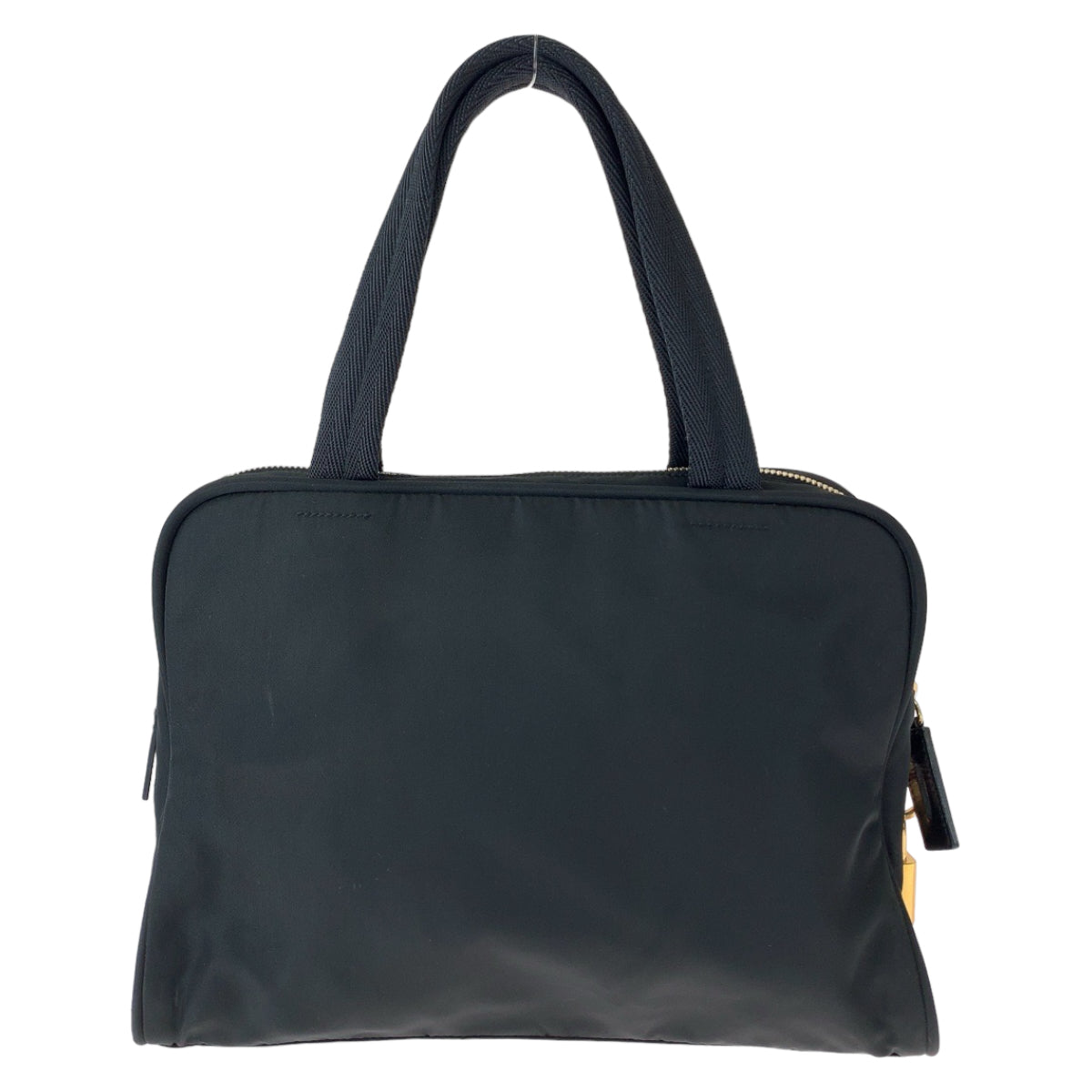 PRADA Prada Tessuto Triangle Logo Plate Black Gold Hardware Nylon Handbag Tote Bag Women's