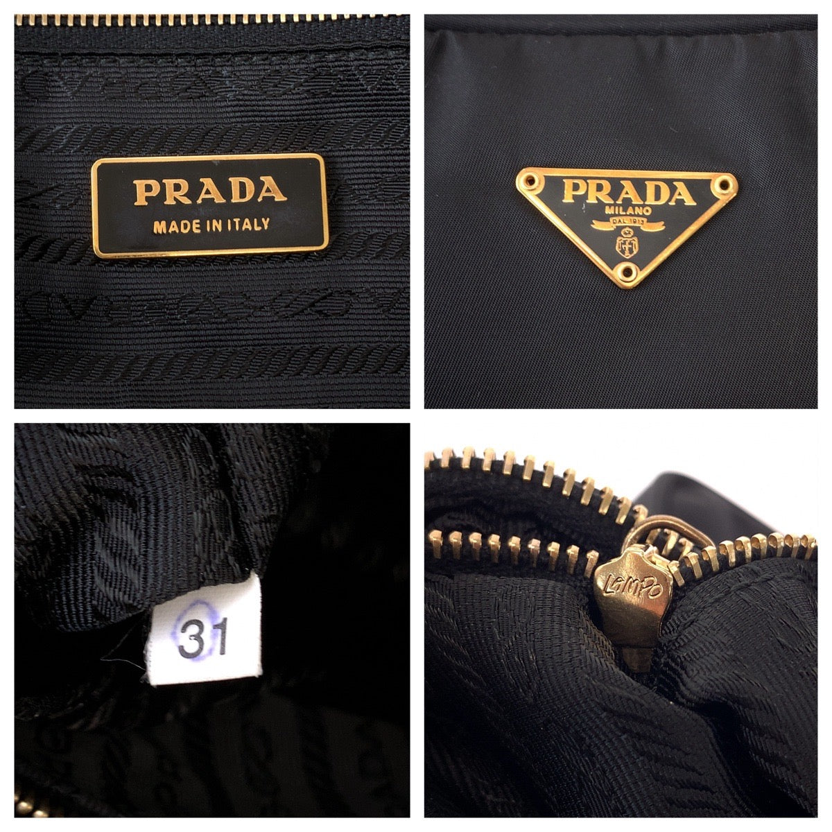 PRADA Prada Tessuto Triangle Logo Plate Black Gold Hardware Nylon Handbag Tote Bag Women's