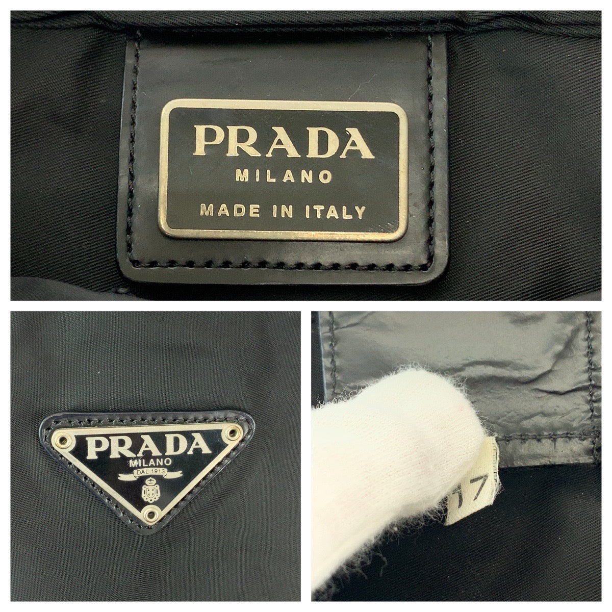 12984
PRADA プラダ テスート 三角ロゴプレート ブラック 黒 シルバー金具 ナイロン ショルダーバッグ メッセンジャーバッグ  レディース