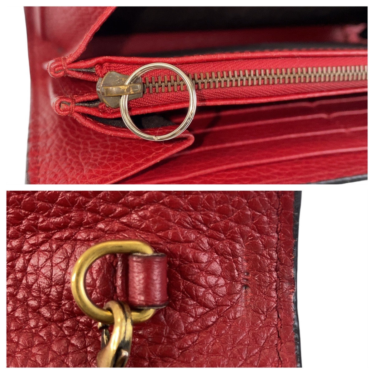 12985
GUCCI グッチ GGマーモント レッド ゴールド金具 レザー 401232 斜め掛け ショルダーバッグ チェーンウォレット  レディース