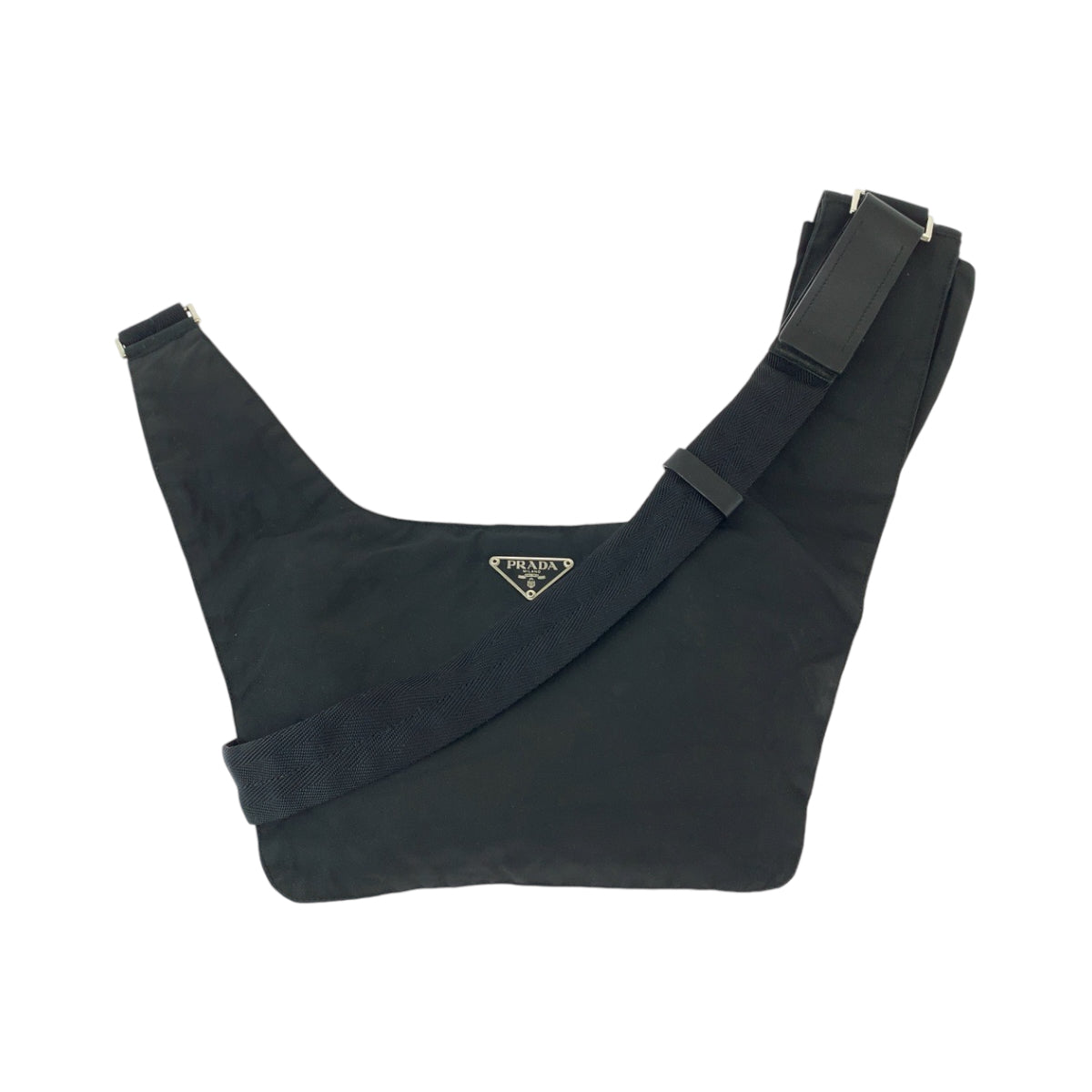 12987
PRADA プラダ テスート 三角ロゴプレート ブラック 黒 シルバー金具 ナイロン ショルダーバッグ ボディバッグ  メンズ