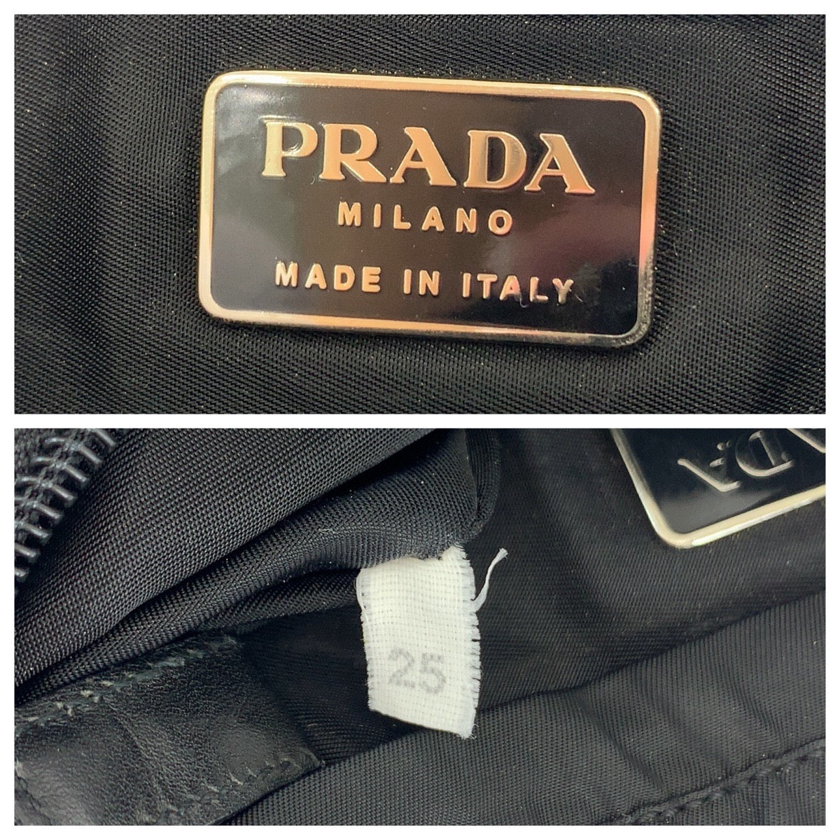 12987
PRADA プラダ テスート 三角ロゴプレート ブラック 黒 シルバー金具 ナイロン ショルダーバッグ ボディバッグ  メンズ