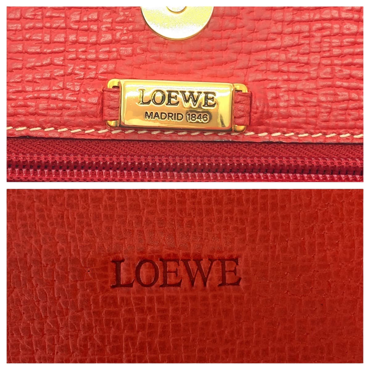 12990
LOEWE ロエベ ヴィンテージ レッド レザー トートバッグ ショルダーバッグ  レディース