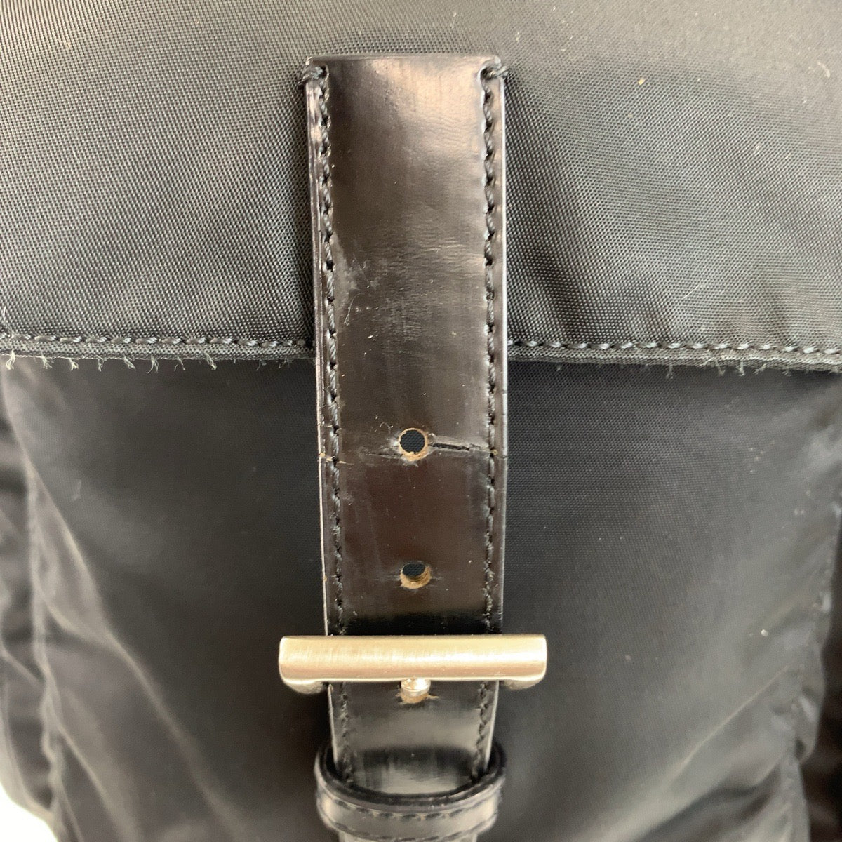 PRADA Tessuto Triangle Logo Plate Black Silver Hardware Nylon Crossbody Shoulder Bag Messenger Bag Women's