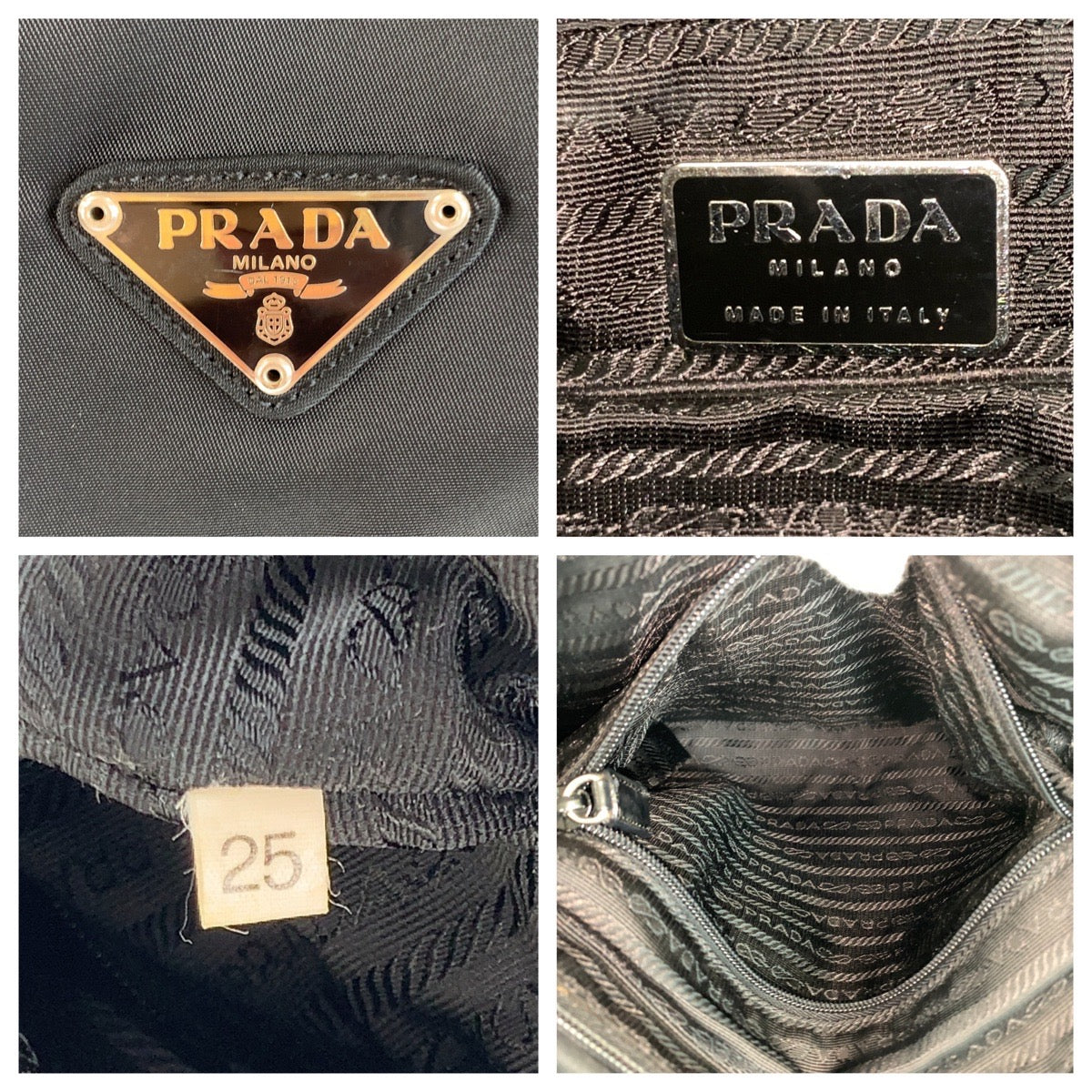 PRADA Tessuto Triangle Logo Plate Black Silver Hardware Nylon Crossbody Shoulder Bag Messenger Bag Women's