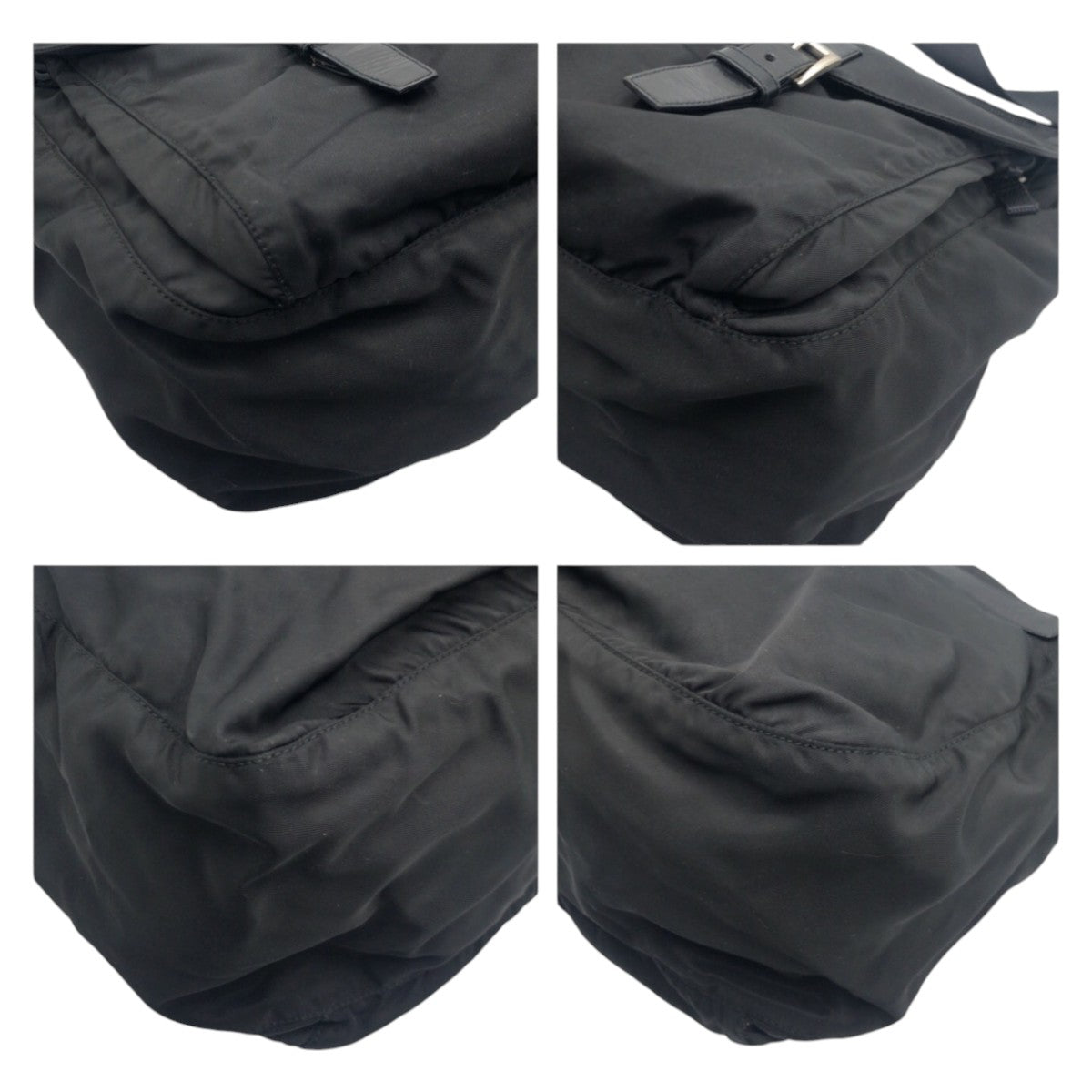 PRADA Tessuto Triangle Logo Unisex Black Nylon Shoulder Bag Messenger Bag Men's