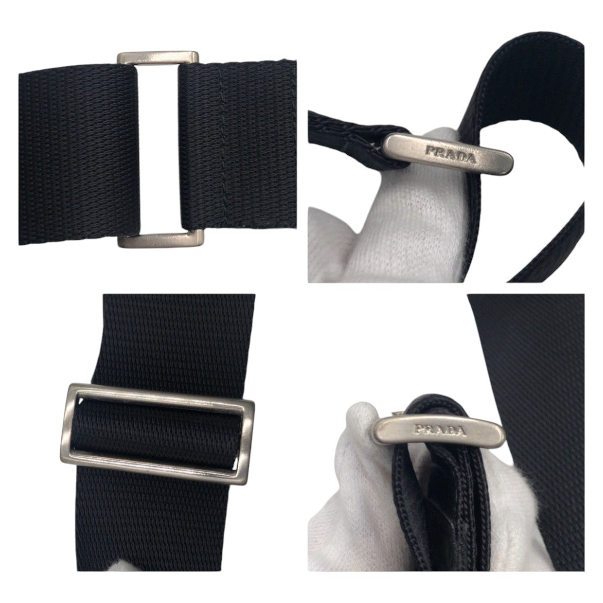 PRADA Tessuto Triangle Logo Unisex Black Nylon Shoulder Bag Messenger Bag Men's