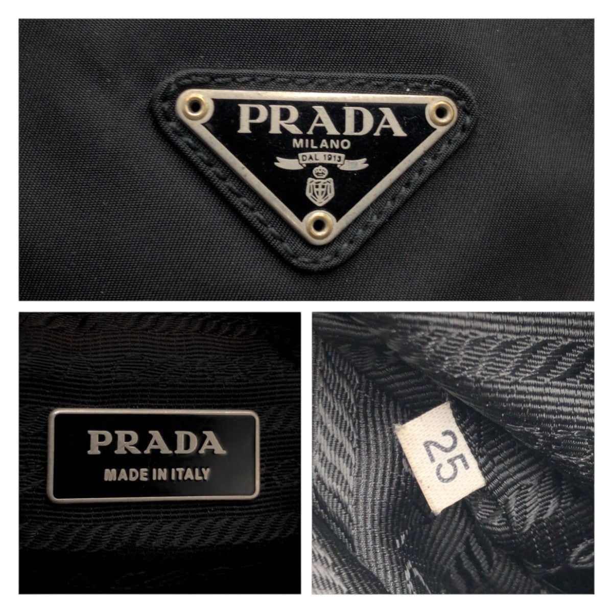 PRADA Tessuto Triangle Logo Unisex Black Nylon Shoulder Bag Messenger Bag Men's