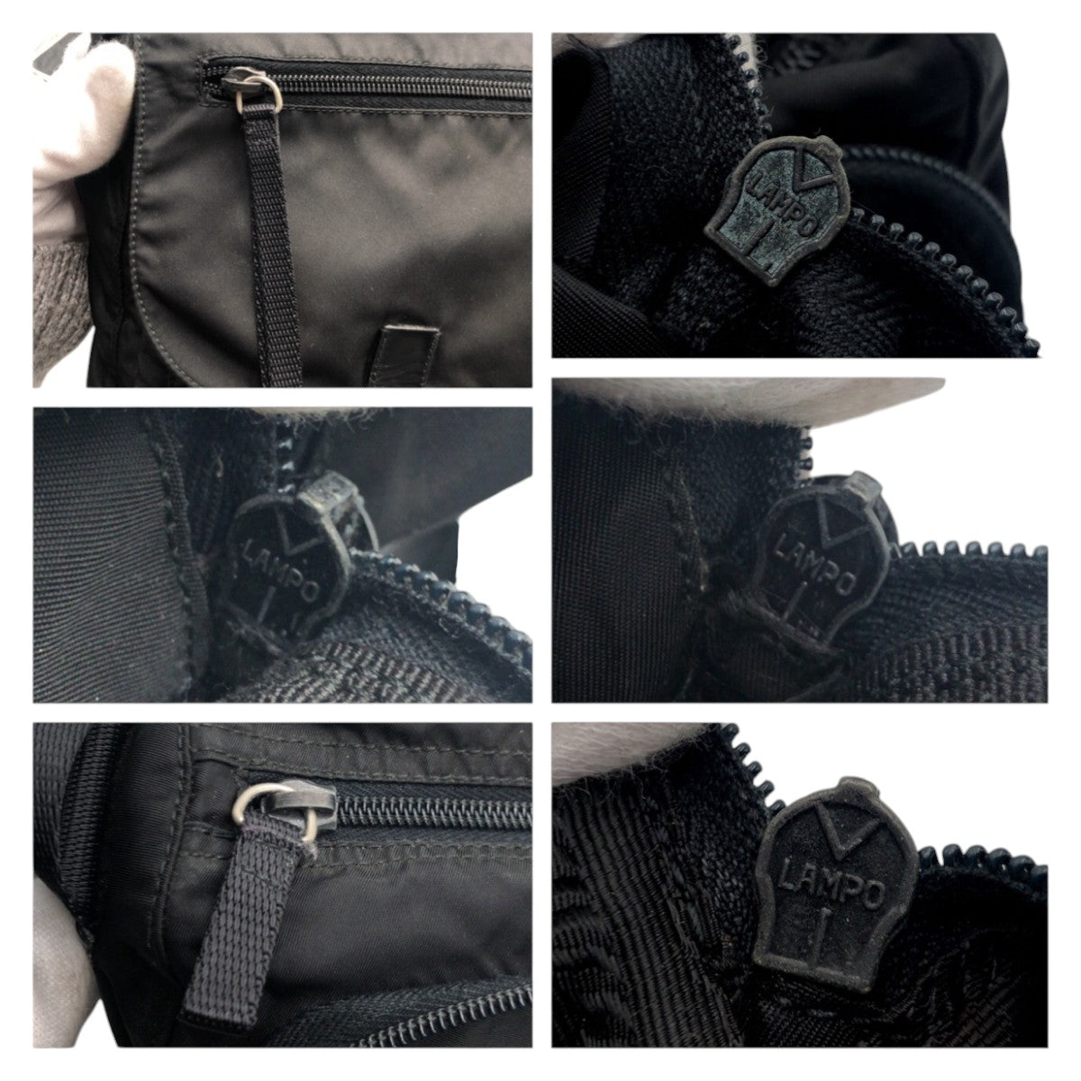 PRADA Tessuto Triangle Logo Unisex Black Nylon Shoulder Bag Messenger Bag Men's