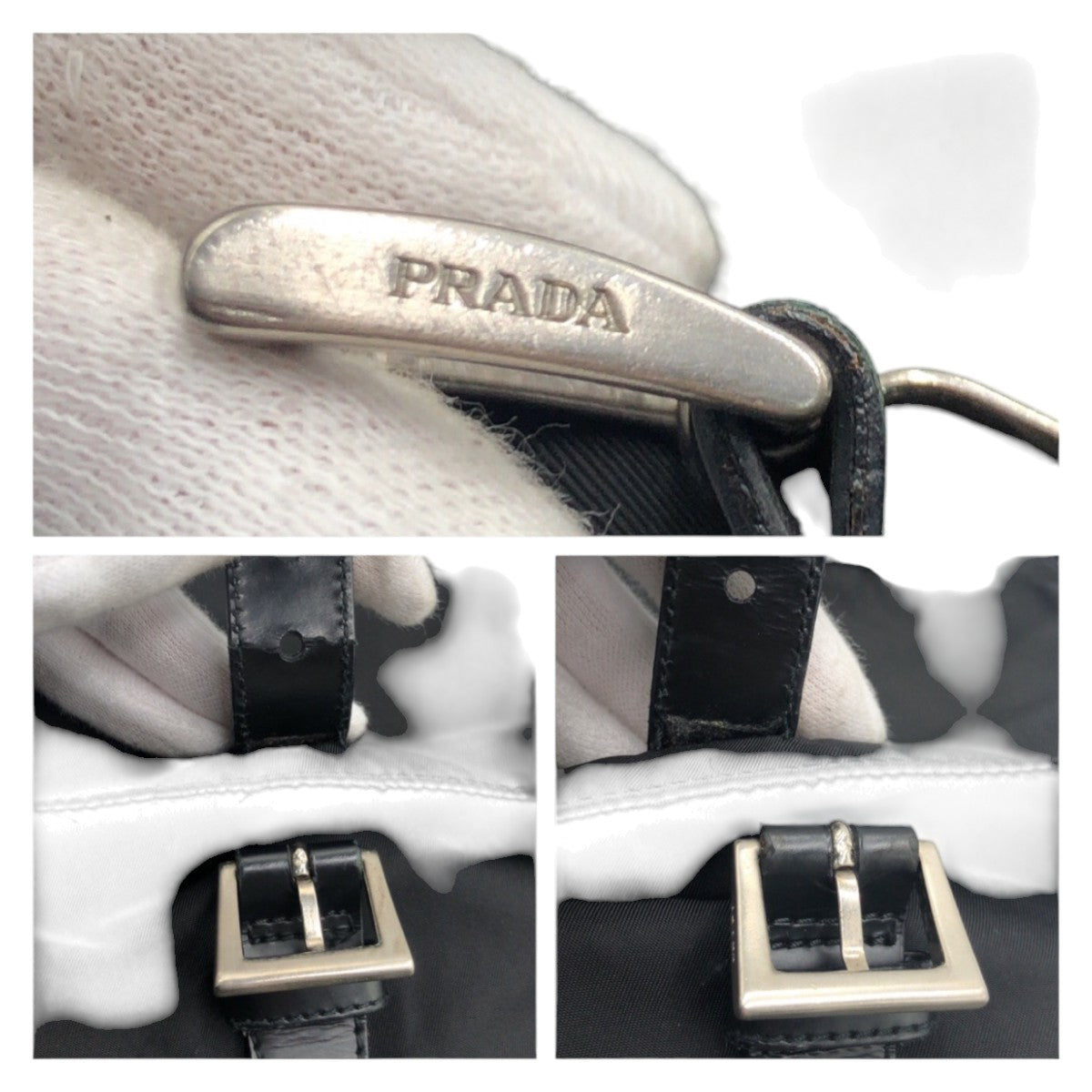 PRADA Tessuto Triangle Logo Unisex Black Nylon Shoulder Bag Messenger Bag Men's