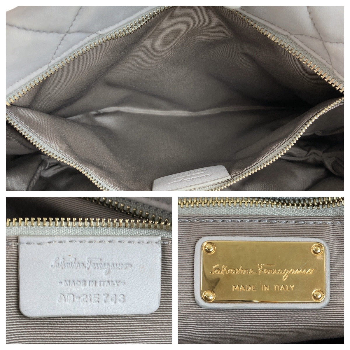 11921
Salvatore Ferragamo サルヴァトーレフェラガモ ヴァラ グレー ゴールド金具 レザー 斜め掛け ショルダーバッグ メッセンジャーバッグ  レディース