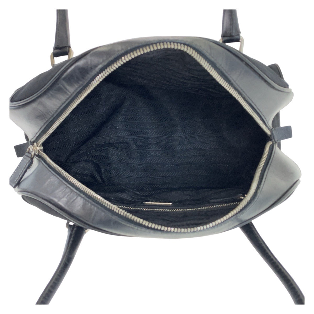 12996
PRADA プラダ テスート 三角ロゴプレート ブラック 黒 シルバー金具 ナイロン / レザー ハンドバッグ ショルダーバッグ ミニボストンバッグ  レディース
