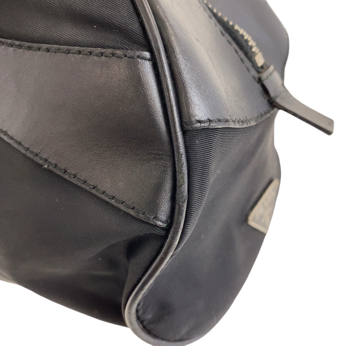 12996
PRADA プラダ テスート 三角ロゴプレート ブラック 黒 シルバー金具 ナイロン / レザー ハンドバッグ ショルダーバッグ ミニボストンバッグ  レディース