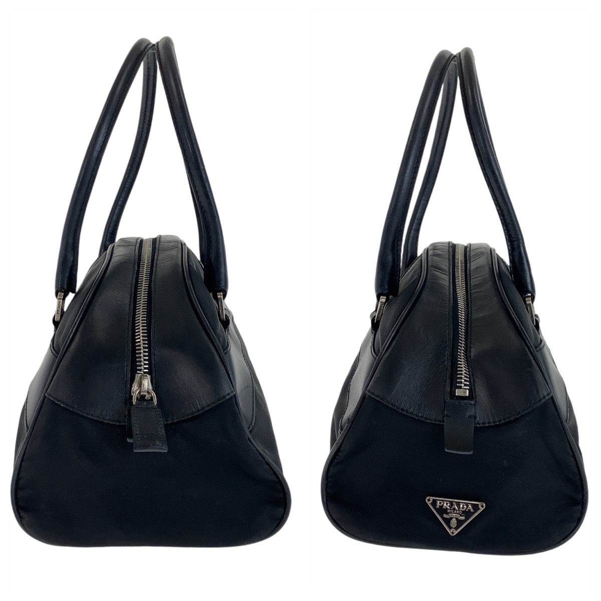 12996
PRADA プラダ テスート 三角ロゴプレート ブラック 黒 シルバー金具 ナイロン / レザー ハンドバッグ ショルダーバッグ ミニボストンバッグ  レディース