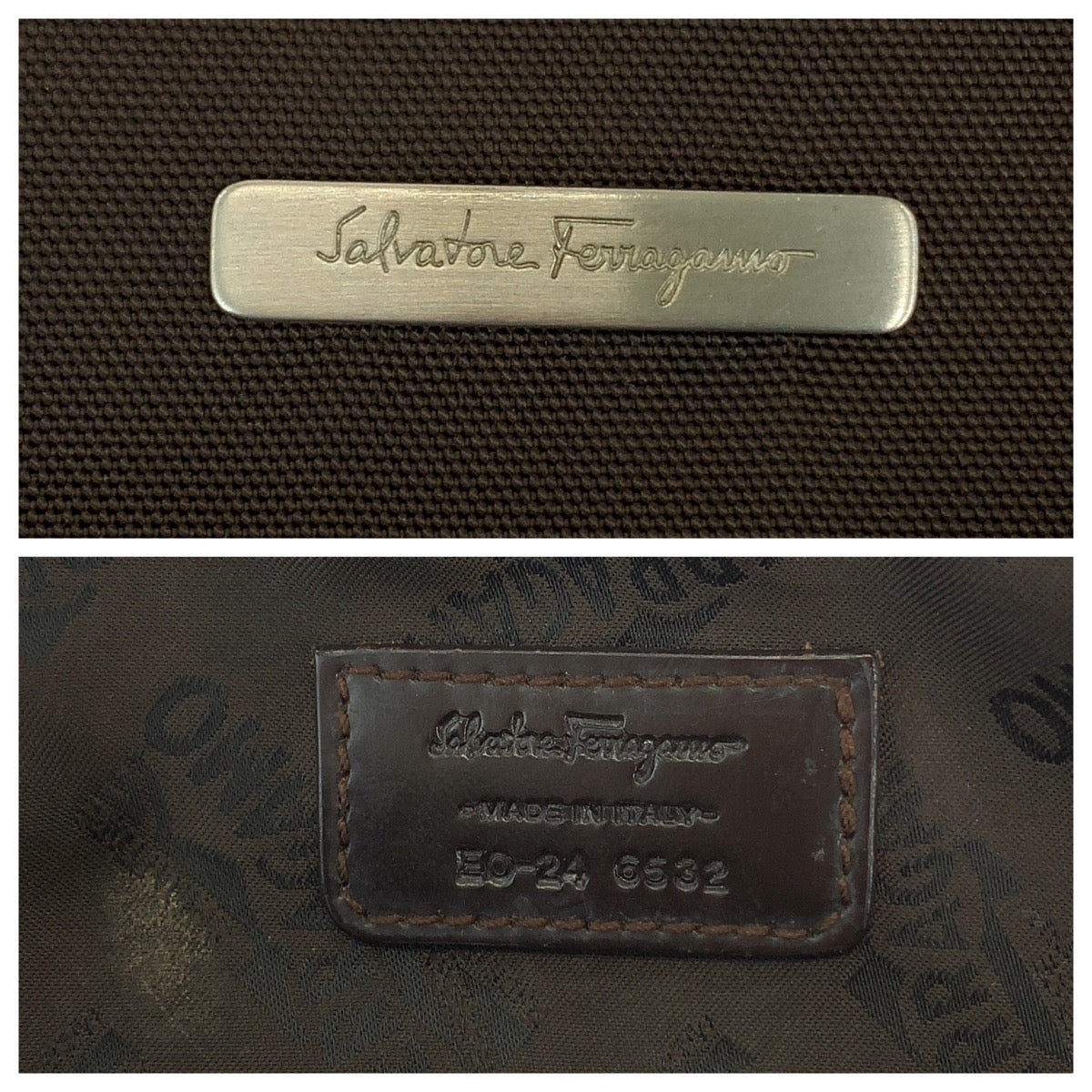 12997
Salvatore Ferragamo サルヴァトーレフェラガモ 男女兼用 ブラウン シルバー金具 キャンバス ショルダーバッグ ポシェット  メンズ