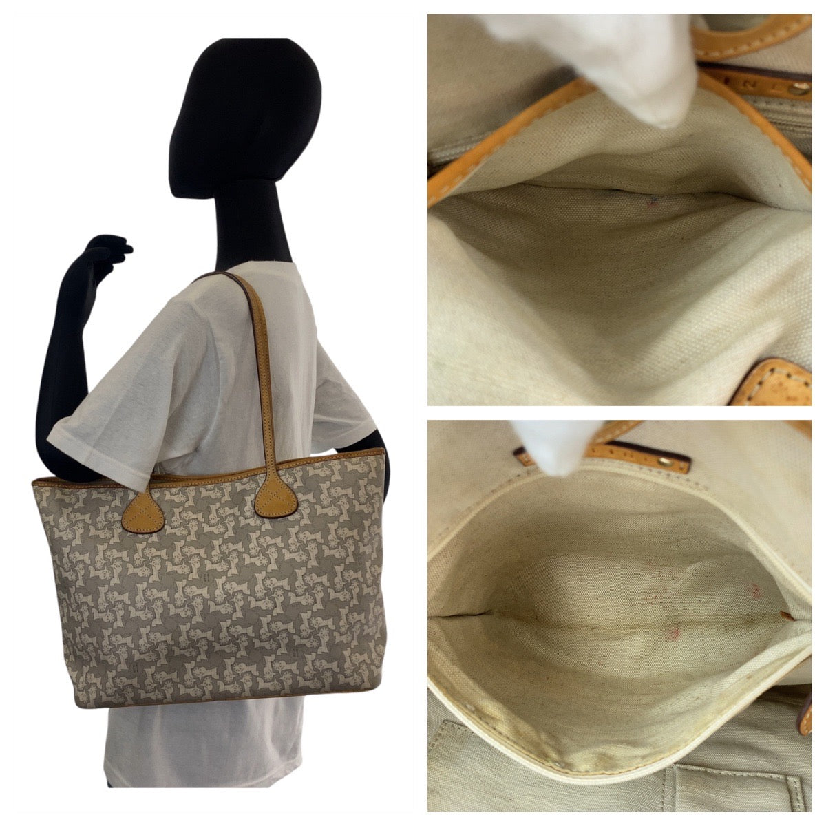 11920
CELINE セリーヌ ヴィンテージ サルキー 馬車柄 グレー ゴールド金具 PVC / レザー トートバッグ ショルダーバッグ  レディース