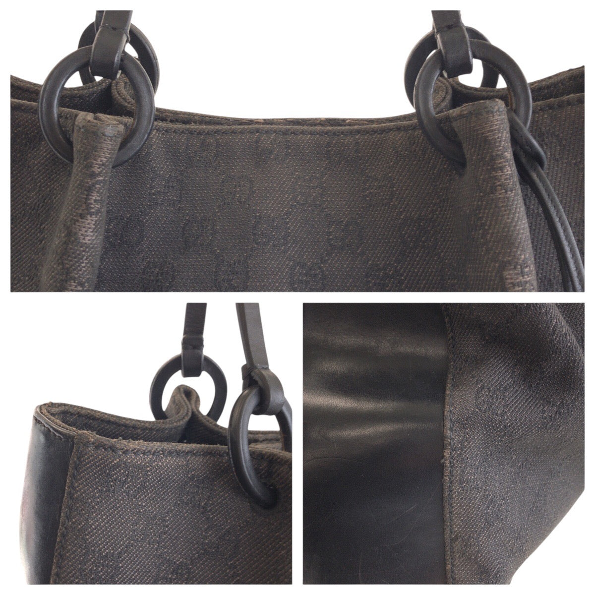 14031
GUCCI グッチ ポーチ付き ブラック 黒 GGキャンバス / レザー 101920 トートバッグ ショルダーバッグ  レディース