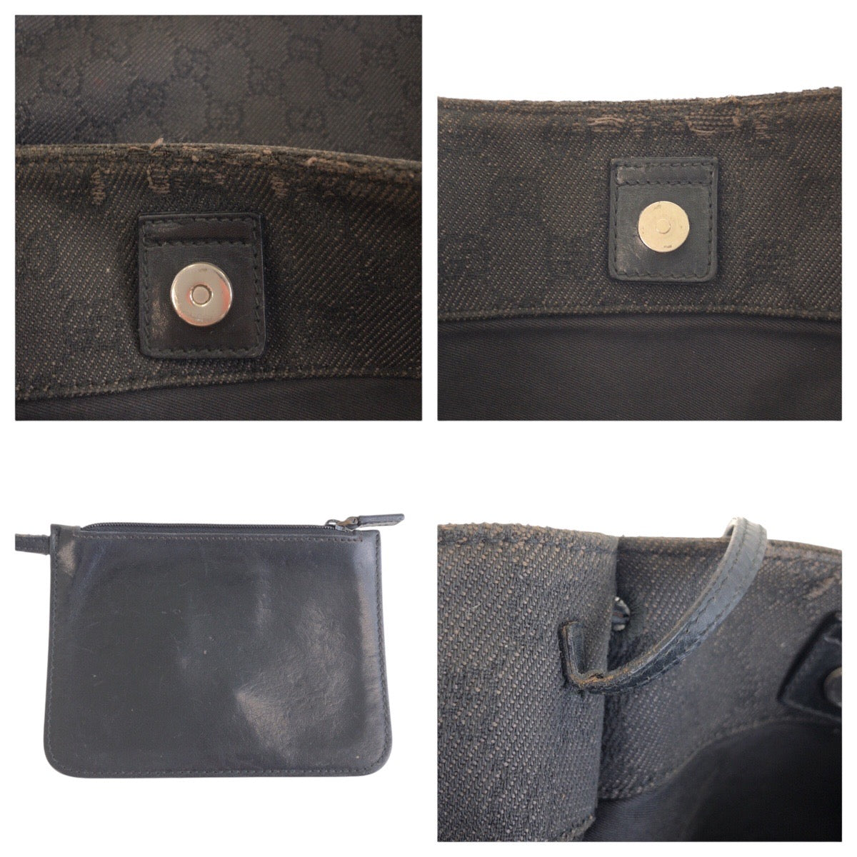 14031
GUCCI グッチ ポーチ付き ブラック 黒 GGキャンバス / レザー 101920 トートバッグ ショルダーバッグ  レディース