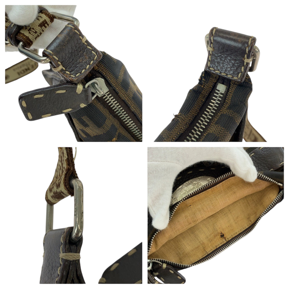 12999
FENDI フェンディ ヴィンテージ ズッカ柄 ブラウン ベージュ ゴールド金具 キャンバス 8BT092 ショルダーバッグ ポシェット  レディース