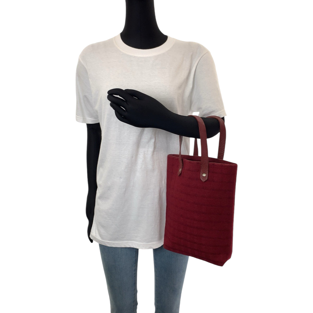 13004
HERMES エルメス アメダバ ディアゴPM レッド シルバー金具 ウール トートバッグ ハンドバッグ  レディース