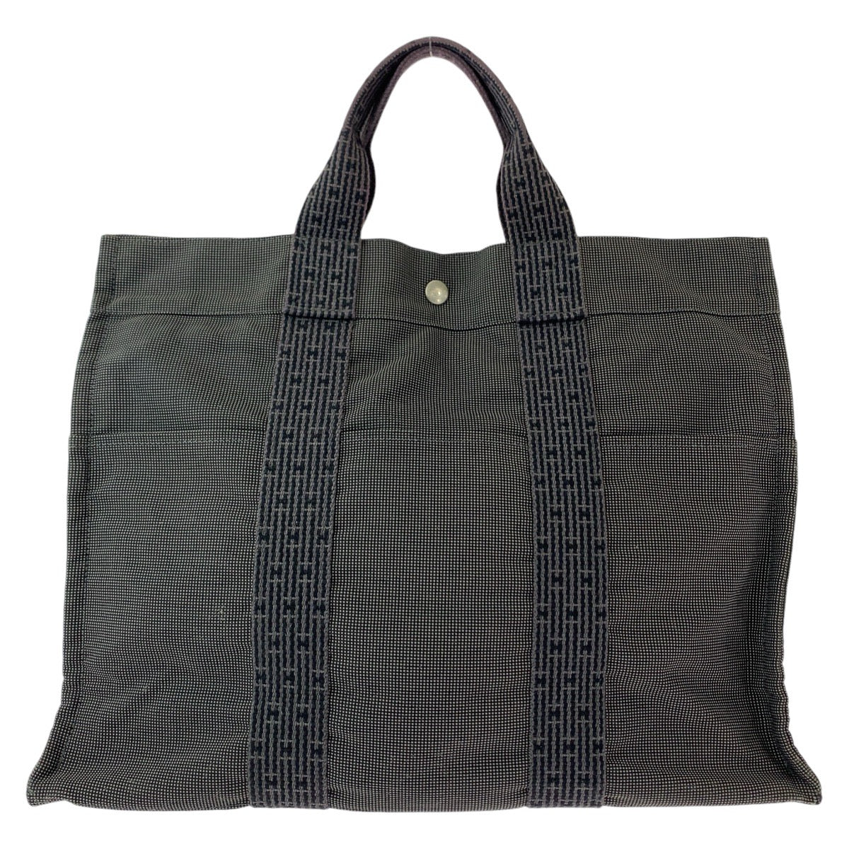 13005
HERMES エルメス エールライントートMM グレー シルバー金具 キャンバス トートバッグ ビジネスバッグ 男女兼用  メンズ
